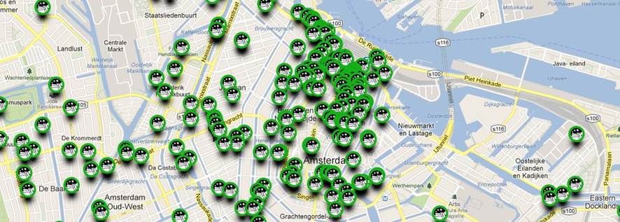 Mapa de Cofeeshop Amsterdam Mapa de Cofeeshop Amsterdam
